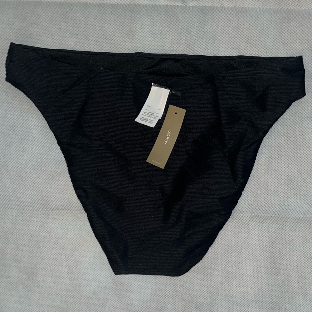 J Crew re-imagined black horizontal ribbed bikini bottom new with tags - Picture 2 of 3